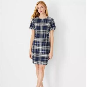 Ann Taylor NWT 8p Plaid Short Sleeve Sheath Dress Work Corporate